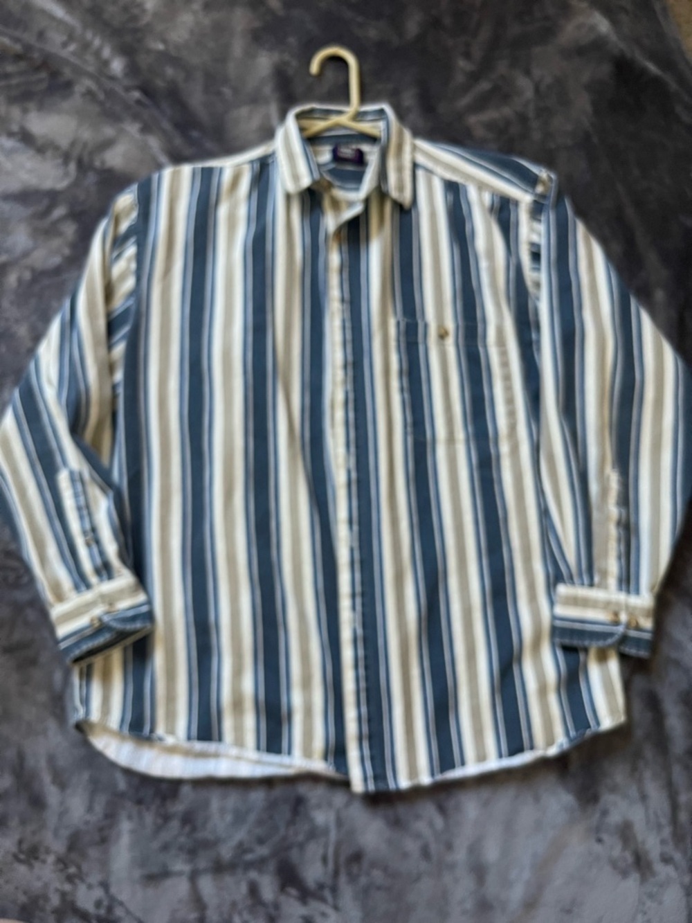 Vintage denim striped mens button down western style top